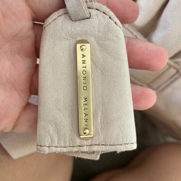 Y2K Antonio Melani Taupe Leather Hobo Shoulder Bag Bow Detail - Picture 6 of 8